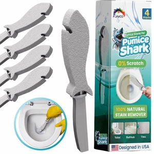 Pumice Stone for Cleaning with Handle (4 Pack) Scrubbing Stone for Porcelain, Ceramic and Tile, Pumiceshark for Toilet Cleaning (4, value pack) Pumice Stone for Cleaning with Handle (4 Pack) Scrubbing Stone for Porcelain, Ceramic and Tile, Pumiceshark for Toilet Cleaning (4, value pack)