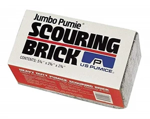 JUMBO U.S Pumice Scouring Brick, Large Scale Heavy Duty Pumice Cleaning Brick for Flat Top Grills, Griddle Stains & Grease, Jumbo Pumice Cleaning Bar for Rust, Tiles & Pools - JPS-12 (Pack of 1)