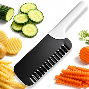 Crinkle Cutter, Wavy Knife, Crinkle Cut Knife, Crinkle Fry Cutter, Stainless Steel Corrugated Slicer with Non-Stick Coating, Crinkle Cutter for Veggies and Fruit Crinkle Cutter, Wavy Knife, Crinkle Cut Knife, Crinkle Fry Cutter, Stainless Steel Corrugated Slicer with Non-Stick Coating, Crinkle Cutter for Veggies and Fruit