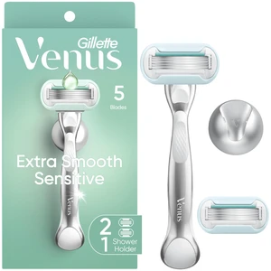 Extra Smooth Sensitive Razor for Women, Includes 1 Reusable Razor Handle + 2 Refills, for Sensitive Skin with Metal Handle and Shower Holder Extra Smooth Sensitive Razor for Women, Includes 1 Reusable Razor Handle + 2 Refills, for Sensitive Skin with Metal Handle and Shower Holder
