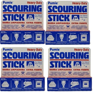 Heavy Duty Pumice Scouring Stick with Flexi Scour Pad, 4-Pack | Pumice Stone for Cleaning Tough Bathroom and Kitchen Stains, Grills and Pool, Scouring Stick for Toilet Rings Every Day Heavy Duty Pumice Scouring Stick with Flexi Scour Pad, 4-Pack | Pumice Stone for Cleaning Tough Bathroom and Kitchen Stains, Grills and Pool, Scouring Stick for Toilet Rings Every Day
