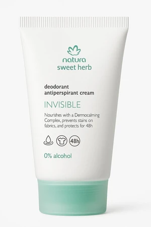 Natura Erva Doce Sweet Herb Invisible Antiperspirant Deodorant Cream, 48-Hour Protection, Alcohol-Free with Dermocalming Complex, 2.70 Fl Oz 80g