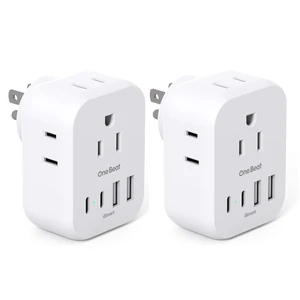 2 Pack Multi Plug Wall Outlet Extender, Travel Cruise Outlet Adapter | One Beat 4 Outlets 4 USB (2 USB-C) Plug Adapter, Small Cruise Ship Approved Power Strip Non Surge Protector, White 2 Pack Multi Plug Wall Outlet Extender, Travel Cruise Outlet Adapter | One Beat 4 Outlets 4 USB (2 USB-C) Plug Adapter, Small Cruise Ship Approved Power Strip Non Surge Protector, White