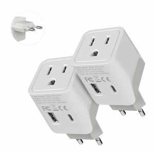 European, Egypt Travel Adapter Plug with Dual USB - Type C - Europe - Usa Input - Light Weight - Perfect for Cell Phones, Chargers, Cameras and More - 2 Pack European, Egypt Travel Adapter Plug with Dual USB - Type C - Europe - Usa Input - Light Weight - Perfect for Cell Phones, Chargers, Cameras and More - 2 Pack