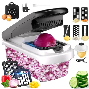 Vegetable Chopper Mandoline Slicer, 15-in-1 Food Veggie Chopper | Cheese Grater, Onion & Vegetable Cutter with Large Container, Dicer, Kitchen Gadgets & Essentials, White Vegetable Chopper Mandoline Slicer, 15-in-1 Food Veggie Chopper | Cheese Grater, Onion & Vegetable Cutter with Large Container, Dicer, Kitchen Gadgets & Essentials, White