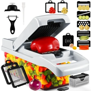 Professional Compact Vegetable Chopper, Veggie Chopper, Chopper Vegetable Cutter, Veggie Chopper with Container, Mandoline Slicer Dicer 9 Inserts Professional Compact Vegetable Chopper, Veggie Chopper, Chopper Vegetable Cutter, Veggie Chopper with Container, Mandoline Slicer Dicer 9 Inserts