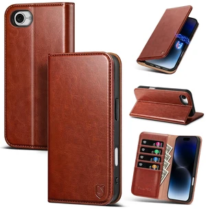 for iPhone 17e / 16e Wallet Case with Card Holder,Brown | Magnetic Clasp,RFID Blocking,PU Leather,Flip Folio Shockproof Phone Cover,with Credit Card Slots & Kickstand for Men & Women for iPhone 17e / 16e Wallet Case with Card Holder,Brown | Magnetic Clasp,RFID Blocking,PU Leather,Flip Folio Shockproof Phone Cover,with Credit Card Slots & Kickstand for Men & Women