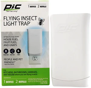 Flying Insect Light Trap, Attracts and Traps House Flies, Fruit Flies, and Gnats (1 Device & 2 Cartridges)