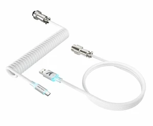 C01 Ultimate Custom Coiled USB C Cable for Gaming Keyboard,Double-Sleeved Braided with RGB Light Plug Detachable Metal Aviator,1.5M Type-C to USB-A Mechanical Keyboard Cable-White C01 Ultimate Custom Coiled USB C Cable for Gaming Keyboard,Double-Sleeved Braided with RGB Light Plug Detachable Metal Aviator,1.5M Type-C to USB-A Mechanical Keyboard Cable-White