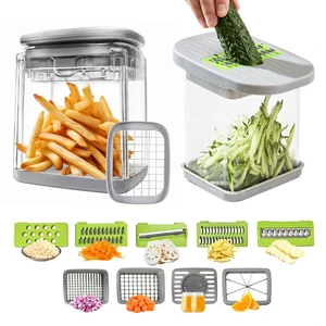 Vegetable Cutter,Food Chopper Manual Hand,for Potato Cutter & Fry Slicer - Functions as Potato Dicer,Onion Dicer,Veggie Shredder with 9 Blades,Easy to Clean, Dishwasher Safe-Essential Kitchen Gadgets Vegetable Cutter,Food Chopper Manual Hand,for Potato Cutter & Fry Slicer - Functions as Potato Dicer,Onion Dicer,Veggie Shredder with 9 Blades,Easy to Clean, Dishwasher Safe-Essential Kitchen Gadgets