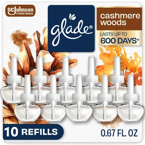 PlugIns Air Freshener Refills, Cashmere Woods, 10 Count | 0.67 fl oz Each, Includes 10 Refills, Scented and Essential Oils for Home and Bathroom Use, Fits Glade PlugIn Warmer PlugIns Air Freshener Refills, Cashmere Woods, 10 Count | 0.67 fl oz Each, Includes 10 Refills, Scented and Essential Oils for Home and Bathroom Use, Fits Glade PlugIn Warmer
