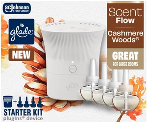 Scent Flow PlugIns Air Freshener, Cashmere Woods, 1 Device+4 Refills | 0.67 fl oz Each, Includes 1 Device and 4 Refills, Scented and Essential Oils for Home and Bathroom Use, Adjustable Settings Scent Flow PlugIns Air Freshener, Cashmere Woods, 1 Device+4 Refills | 0.67 fl oz Each, Includes 1 Device and 4 Refills, Scented and Essential Oils for Home and Bathroom Use, Adjustable Settings