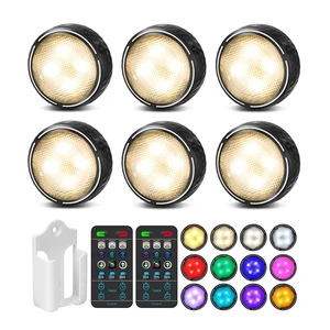 Puck Lights with Remote, 3 White Tones & 13 Colors, Black-6 Pack | AA Battery Operated Wireless LED Under Cabinet Lighting, Stick on Tap Push Light for Kitchen Counter, Bookshelf, Closet Puck Lights with Remote, 3 White Tones & 13 Colors, Black-6 Pack | AA Battery Operated Wireless LED Under Cabinet Lighting, Stick on Tap Push Light for Kitchen Counter, Bookshelf, Closet