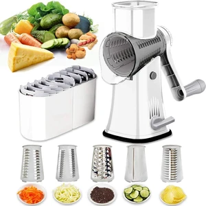 Cheese Grater Shredder 5-in-1 Tumbling Box Mandoline Vegetable Slicer Waffle Cutter Nut Chopper, White Cheese Grater Shredder 5-in-1 Tumbling Box Mandoline Vegetable Slicer Waffle Cutter Nut Chopper, White