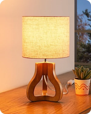 14.6" Modern Table Lamp, Rose Wood Base Nightstand Lamp, E26 Base | Beige Linen Shade, On-Off Line Switch, Small Cute Bedside Lamp for Living Room, Bedroom, Office 14.6" Modern Table Lamp, Rose Wood Base Nightstand Lamp, E26 Base | Beige Linen Shade, On-Off Line Switch, Small Cute Bedside Lamp for Living Room, Bedroom, Office