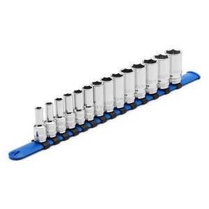 14PCS 3/8" Drive 6 Pt. Mid-Length Socket Set, Metric, 6, 7, 8, 9, 10, 11, 12, 13, 14, 15, 16, 17, 18, 19 mm, Mirror Chrome Finish