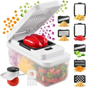 11-in-1 Vegetable Chopper 420 Food-Grade Stainless Steel Blades, 7.2 Cup Container with Colander, BPA & PFAS Free, Dishwasher Safe 11-in-1 Vegetable Chopper 420 Food-Grade Stainless Steel Blades, 7.2 Cup Container with Colander, BPA & PFAS Free, Dishwasher Safe