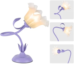 Cute Flower Desk Lamp, 3 Color Temperature Table Lamp with LED Bulb, Vintage Bedside Lamps, Reading Lamps with Soft Light for Bedroom, Living RoomPurple Cute Flower Desk Lamp, 3 Color Temperature Table Lamp with LED Bulb, Vintage Bedside Lamps, Reading Lamps with Soft Light for Bedroom, Living RoomPurple