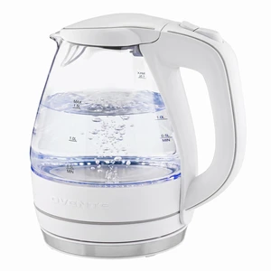 1.5L Glass Electric Kettle Water Boiler, White KG83W | Fast Boiling, Borosilicate Glass, BPA-Free, Blue LED, Auto Shut-Off, Boil-Dry Protection, Removable Filter, 360° Base, 1100W 1.5L Glass Electric Kettle Water Boiler, White KG83W | Fast Boiling, Borosilicate Glass, BPA-Free, Blue LED, Auto Shut-Off, Boil-Dry Protection, Removable Filter, 360° Base, 1100W