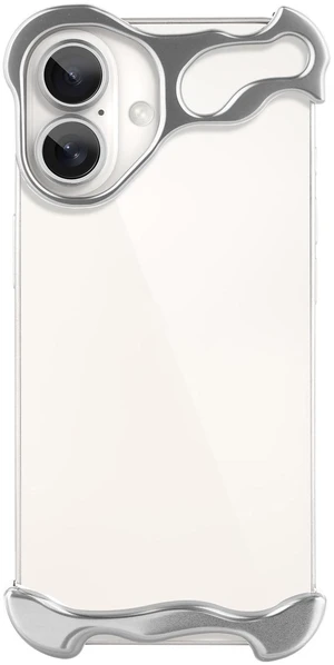 Frameless Phone Case Crafted for iPhone 16 Silver | Compatible with Lens Camera Protection, Metal Minimalist Design, Extremely Highlighting Personality Frameless Phone Case Crafted for iPhone 16 Silver | Compatible with Lens Camera Protection, Metal Minimalist Design, Extremely Highlighting Personality