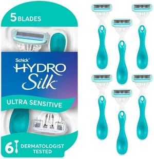 Sensitive 5-Blade Disposable Razors for Women, 6 ct | Moisturizing serum, With aloe, Smooth glide, Made for sensitive skin, Ergonomic handle, pivots to follow curves Sensitive 5-Blade Disposable Razors for Women, 6 ct | Moisturizing serum, With aloe, Smooth glide, Made for sensitive skin, Ergonomic handle, pivots to follow curves