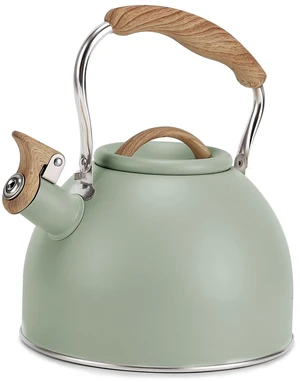 Tea Kettle, Vegoran 100 OZ / 3 Liter Whistling Tea Kettle, Tea Pots for Stove Top Food Grade Stainless Steel with Wood Pattern Folding Handle, Loud Whistle Kettle for Tea, Coffee, Milk (Green) Tea Kettle, Vegoran 100 OZ / 3 Liter Whistling Tea Kettle, Tea Pots for Stove Top Food Grade Stainless Steel with Wood Pattern Folding Handle, Loud Whistle Kettle for Tea, Coffee, Milk (Green)