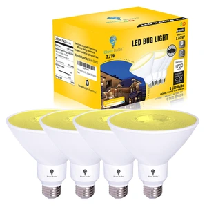 4 Pack PAR38 Amber Yellow LED Bug Light Bulb Outdoor LED Flood Light Bulb 17W 170 Watt Equivalent Dimmable Waterproof E26 Bug LED Yellow Light Bulbs Warm Bug-Free Lighting for Home Insect Repellent 4 Pack PAR38 Amber Yellow LED Bug Light Bulb Outdoor LED Flood Light Bulb 17W 170 Watt Equivalent Dimmable Waterproof E26 Bug LED Yellow Light Bulbs Warm Bug-Free Lighting for Home Insect Repellent
