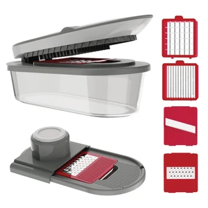 Vegetable Chopper and Mandoline Slicer with Container, 4 Stainless Steel Blades, BPA-Free Onion Chopper, Vegetable Cutter, French Fry Cutter, Dishwasher Safe Fruit Potato Dicer, Pink Vegetable Chopper and Mandoline Slicer with Container, 4 Stainless Steel Blades, BPA-Free Onion Chopper, Vegetable Cutter, French Fry Cutter, Dishwasher Safe Fruit Potato Dicer, Pink
