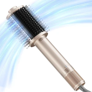 4.0 Hair Blow Dryer Brush, Lightweight Ionic Blowout Hair Dryer Brush | 3X Faster Drying 5-in-1 Blowout Brush Adds Shine, Volume & Fullness for Anti-Frizz Straight, Curl & Blowout Style, Champagne