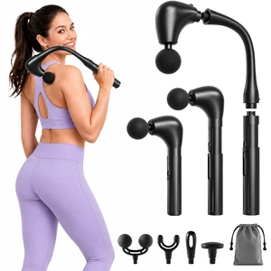 4-in-1 Detachable Deep Tissue Massage Gun with Long Extension Handle | 10mm, 5 Heads, Handheld Back Neck Shoulder Massager, Back Massager, Self Back Massage, Travel Massager, Gifts for Men Women 4-in-1 Detachable Deep Tissue Massage Gun with Long Extension Handle | 10mm, 5 Heads, Handheld Back Neck Shoulder Massager, Back Massager, Self Back Massage, Travel Massager, Gifts for Men Women
