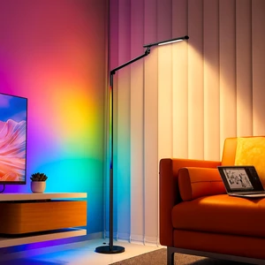 RGB Floor Lamp Music Sync, Adjustable Tattoo Light with Remote, Black | Task & RGB Ambient Light, Adjustable CCT & Brightness, Flexible Height & Angle Adjustable, Night Light, Timer Auto Off RGB Floor Lamp Music Sync, Adjustable Tattoo Light with Remote, Black | Task & RGB Ambient Light, Adjustable CCT & Brightness, Flexible Height & Angle Adjustable, Night Light, Timer Auto Off