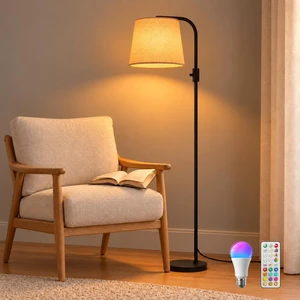 LED Arc Floor Lamp, RGB Color Changing, 65", 350° Swivel Shade | Magnetic remote, 1600K amber & 4000K daylight, 0.1%-100% dimmable, 1200 lm, woven linen shade for living rooms & reading LED Arc Floor Lamp, RGB Color Changing, 65", 350° Swivel Shade | Magnetic remote, 1600K amber & 4000K daylight, 0.1%-100% dimmable, 1200 lm, woven linen shade for living rooms & reading