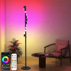 Led Floor Lamp with 12 Rotatable Lighting Sources, 24W RGB+IC Tall Corner Standing Lamp for Living Room Bedroom, Color Changing Music Sync Ambient Floor Light with APP and Remote Control Led Floor Lamp with 12 Rotatable Lighting Sources, 24W RGB+IC Tall Corner Standing Lamp for Living Room Bedroom, Color Changing Music Sync Ambient Floor Light with APP and Remote Control