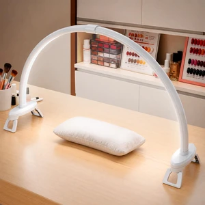 Arc Half Moon Light: 23" Nail Desk Lamp with Foldable Bracket | No Flicker & Shadow-Free Half Moon Lamp for Salon Table Use - Stepless Brightness for Manicurist DIY Nail Tech