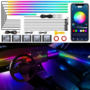 Acrylic Interior Car LED Strip Light with Wireless APP, RGB 18 in 1 with 175 inches 593 LEDs Fiber Optic Strip Lights for Car, Dynamic Chasing Music Sync Neon Car Ambient Lighting Kits Acrylic Interior Car LED Strip Light with Wireless APP, RGB 18 in 1 with 175 inches 593 LEDs Fiber Optic Strip Lights for Car, Dynamic Chasing Music Sync Neon Car Ambient Lighting Kits