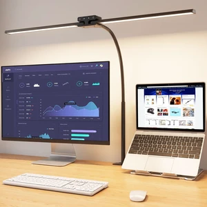 24W Led Desk Lamps with Clamp for Office Home, 31.5-in Double Head, Black | Dual Screen Computer Monitor Desk Light,Dimmable 4 Colors, Eye Care Architect Table Light for Working Reading Drafting 24W Led Desk Lamps with Clamp for Office Home, 31.5-in Double Head, Black | Dual Screen Computer Monitor Desk Light,Dimmable 4 Colors, Eye Care Architect Table Light for Working Reading Drafting