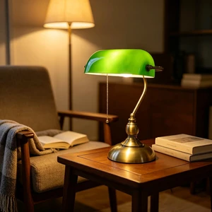 Bankers Desk Lamp, Green Retro Table Lamp, Vintage Lamp with Pull Chain Switch for Home Office -Green Bankers Desk Lamp, Green Retro Table Lamp, Vintage Lamp with Pull Chain Switch for Home Office -Green