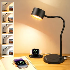 Desk lamp with 2 USB Charging Ports, Touch Control Desk Light Black | Reading Lamp for Home Office, 5 Color Stepless Dimming Study Lamps Reading Light Table Lamp for Bedroom Bedside Dorm Room Desk lamp with 2 USB Charging Ports, Touch Control Desk Light Black | Reading Lamp for Home Office, 5 Color Stepless Dimming Study Lamps Reading Light Table Lamp for Bedroom Bedside Dorm Room