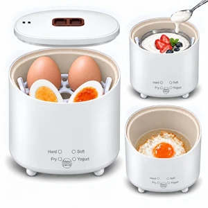 4-in-1 Electric Egg Cooker: Hard/Soft-Boiled, Fried Eggs & Yogurt Maker | Nonstick Pot for Eggs, Bacon & Souffles, Auto Shut-Off for Boiling, 11oz Yogurt Cup, Easy Cleanup, Compact, 4-Egg Capacity 4-in-1 Electric Egg Cooker: Hard/Soft-Boiled, Fried Eggs & Yogurt Maker | Nonstick Pot for Eggs, Bacon & Souffles, Auto Shut-Off for Boiling, 11oz Yogurt Cup, Easy Cleanup, Compact, 4-Egg Capacity