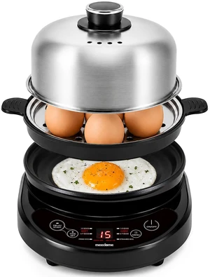 Rapid Egg Cooker, Stainless Steel Electric Egg Steamer | Hard & soft boiled eggs, fried eggs and omelets; includes measuring cup; BPA-free, dishwasher-safe parts Rapid Egg Cooker, Stainless Steel Electric Egg Steamer | Hard & soft boiled eggs, fried eggs and omelets; includes measuring cup; BPA-free, dishwasher-safe parts