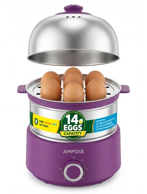 14 Eggs Electric Egg Cooker, 350W Rapid Egg Boiler with 30-Min Timer & Auto Shut-Off, Stainless Steel, Dishwasher Safe for Soft, Medium, Hard Boiled, Steamed Eggs, Vegetables & Seafood, Purple 14 Eggs Electric Egg Cooker, 350W Rapid Egg Boiler with 30-Min Timer & Auto Shut-Off, Stainless Steel, Dishwasher Safe for Soft, Medium, Hard Boiled, Steamed Eggs, Vegetables & Seafood, Purple