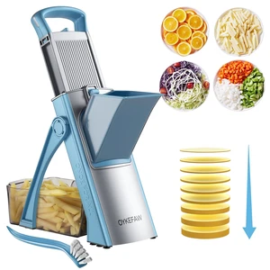 Safe Mandoline Slicer for Kitchen, 6 in 1 Vegetable Chopper, Potato Slicer | Safe Slicer, French Fry Cutter For Potatoes, Potato Slicer, Food Chopper, Adjustable Thickness 0.1-8 mm with Brush Safe Mandoline Slicer for Kitchen, 6 in 1 Vegetable Chopper, Potato Slicer | Safe Slicer, French Fry Cutter For Potatoes, Potato Slicer, Food Chopper, Adjustable Thickness 0.1-8 mm with Brush