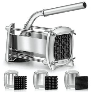 Professional Stainless Steel French Fry Cutter, 3 Blades (1/2", 3/8", 1/4") for Potatoes, Carrots, Apples, Commercial & Home Use Professional Stainless Steel French Fry Cutter, 3 Blades (1/2", 3/8", 1/4") for Potatoes, Carrots, Apples, Commercial & Home Use