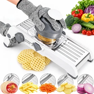 Mandoline Slicer for Kitchen-Finger Safe Track, Adjustable Vegetable Slicer | Waffle & French Fry Cutter, Dishwasher Safe, Removable Plug-in Blades, Vegetable Chopper, Veggie Slicer, Cheese Grater Mandoline Slicer for Kitchen-Finger Safe Track, Adjustable Vegetable Slicer | Waffle & French Fry Cutter, Dishwasher Safe, Removable Plug-in Blades, Vegetable Chopper, Veggie Slicer, Cheese Grater