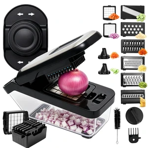 Vegetable Chopper, 10-in-1 Mandoline Slicer and Chopper with 10 Interchangeable Blades & Container, 304 Stainless Steel Press Lid, Onion Chopper, Potato Slicer, Julienne Cutter Vegetable Chopper, 10-in-1 Mandoline Slicer and Chopper with 10 Interchangeable Blades & Container, 304 Stainless Steel Press Lid, Onion Chopper, Potato Slicer, Julienne Cutter