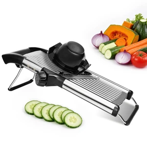5in1 Adjustable Mandoline Slicer, Stainless Steel Vegetable Cutter | Ultra Sharp Blades, NonSlip Base, Safety Food Holder Included, Julienne Slicer & Shredder for Potato, Onion, Cabbage 5in1 Adjustable Mandoline Slicer, Stainless Steel Vegetable Cutter | Ultra Sharp Blades, NonSlip Base, Safety Food Holder Included, Julienne Slicer & Shredder for Potato, Onion, Cabbage