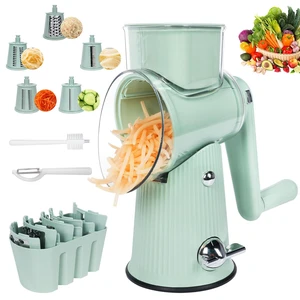 Rotary Cheese Grater | 5 Different Blades, Suction Cup Base, Vegetable Cutter Slicer Chopper, Food Grade Material Rotary Cheese Grater | 5 Different Blades, Suction Cup Base, Vegetable Cutter Slicer Chopper, Food Grade Material