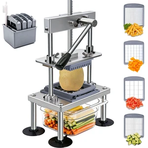 French Fry Cutter for Potatoes Vegetable Chopper for Tomatoes Fruit | 4 Replaceable blades, Stainless steel Construction, 10x Labor Saving Lever, Quick Change blade, Configure Food Container French Fry Cutter for Potatoes Vegetable Chopper for Tomatoes Fruit | 4 Replaceable blades, Stainless steel Construction, 10x Labor Saving Lever, Quick Change blade, Configure Food Container