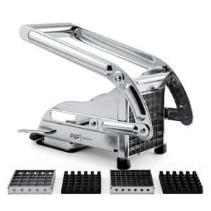 French Fry Cutter, Dishwasher Safe Stainless Steel Potato & Vegetable Slicer, 2 Blade Sizes (1/2" & 3/8"), Suction Base, Lifetime Blade Replacement Warranty, Perfect for Air Fryer & Deep Fryer by POP French Fry Cutter, Dishwasher Safe Stainless Steel Potato & Vegetable Slicer, 2 Blade Sizes (1/2" & 3/8"), Suction Base, Lifetime Blade Replacement Warranty, Perfect for Air Fryer & Deep Fryer by POP