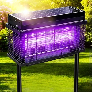Solar Bug Zapper Outdoor, Purple UV Mosquito Zapper with Smart Rain Off Rechargeable Mosquito Killer Lamp, Wireless Solar Powered Fly Trap for Yard Patio RV(Carbon Black) Solar Bug Zapper Outdoor, Purple UV Mosquito Zapper with Smart Rain Off Rechargeable Mosquito Killer Lamp, Wireless Solar Powered Fly Trap for Yard Patio RV(Carbon Black)